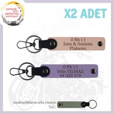 Miawiki Motor Tutkunlarına Özel Isim Plaka ve 0 Rh (-) Kan Grubu Yazılı X2 Anahtarlık, Yavruağzı-Mor-Gr
