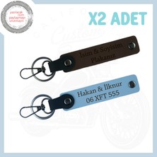 Miawiki Koyu Kahve - Gök Mavisi, Motorcu Anahtarlığı, Yol Sevdalıları Için Kişiye Özel Plakalı Hatıralık