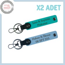 Miawiki Koyu Turkuaz - Gök Mavisi, Motorcu 2'li Anahtarlık, Biker Tutkununa Kişiye Özel Plakalı Hediye