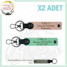 Miawiki Motor Severlere Özel Isim Plaka, 0- Kan Grubu Yazılı Özel Tasarım X2 Anahtarlık, Yavruağzı-Yeşil-Gr