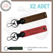 Miawiki Kurye ve Motor Severler Için Deri Anahtarlık – Kişiye Özel Plaka & Isimli 2’li, Nar Çiçeği-Kahve-Ysl