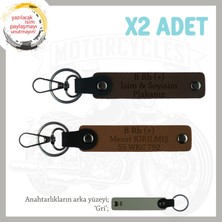 Miawiki Motor Severlere, Isim Plaka ve B + Kan Grubu Yazılı Anlamlı Hediye X2 Anahtarlık, Kahve-K Kahve-Gr