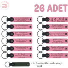 Miawiki Pembe & Yeşil, Doğum Yapan Anneye Hediye, Ismine Özel 26'lı Hatıra Anahtarlık Seti