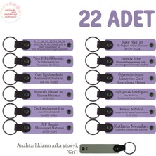 Miawiki Anaokulu Anısı Için Üzerinde Isim Yazılı Anahtarlık 22’li Set, Miniklere Hediye, Mor & Gri