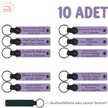 Miawiki Muhtelif Seminerler Için, 10'lu Set, Kişiselleştirilebilir Deri Anahtarlık, Mor & Laci