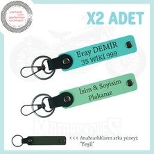Miawiki Ikili Anahtarlık – Isim & Plaka Yazılabilir Kişiye Özel Değerli Hediye Seti, Yeşil-Turkuaz-Ysl
