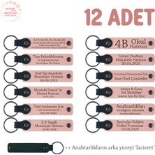 Miawiki Tüm Aile Bireylerine Özel Hediye, 12'li Set, Kişiye Özgü Isim Yazılı Anahtarlık, Pudra & Lacivert