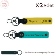 Miawiki Öğretmene Yılbaşı Sürprizi, Isim Yazılı 2’li Anahtarlık Takımı, Koyu Turkuaz-Sarı-Lacivert