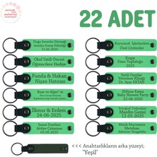 Miawiki Kadınlar Gününde Komşulara Hediye Olarak, 22'li Set, Isimli Deri Hatıra Anahtarlık, F Yeşil & Yeşil