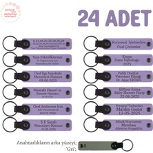 Miawiki Tüm Eğitmenler Için Kişisel Isim Yazılı Karne Hediyesi Anahtarlık 24’lü Set, , Mor & Gri