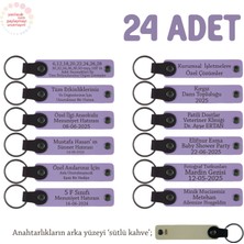 Miawiki Doğa Yürüyüş Grubu Için Isim Yazlıabilen Hatıra Anı Anahtarlık 24’lü Set, Mor & Sütlü Kahve