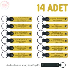 Miawiki Sarı & Siyah, Karavan Kampı Grubuna Sunulacak, 14’lü Set, Kişiye Özgü Yazılı Deri Anahtarlık
