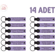 Miawiki Sanat Atölyesi Katılımcılarına Hatıra 14'lü Set, Kişiye Özgü Deri Hediyelik Anahtarlık, Mor