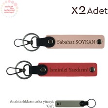 Miawiki Sevgiliye 14 Şubat Hediyesi, Isim & Soyisim Yazılı 2’li Anahtarlık, Nar Çiçeği-Yavru Ağzı-Gri