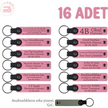 Miawiki Pembe & Gri, Anaokulu Öğrencilerinden Öğretmenlerine, 16'lı Set, Isimli Hediye Hatıra Anahtarlık