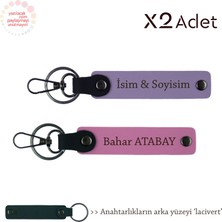 Miawiki Dayıya Anlamlı Sürpriz Isim & Soyisim Kişiselleştirilmiş 2’li Anahtarlık, Mor-Pembe-Lacivert