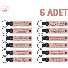 Miawiki Sınıf Öğrencilerine Anlamlı Hatıra, 6’lı Set, Kişiye Özel Yazılı Deri Anahtarlık, Pudra