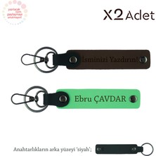 Miawiki Dede ve Nineye Hatıra, Isimli & Soyisimli 2’li Anahtarlık Hediye Takımı, Koyu Kahve-F Yeşil-Siyah
