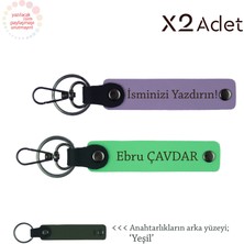 Miawiki Değerliye 14 Şubat Sürprizi, Isim & Soyisim Kişiselleştirilmiş 2’li Anahtarlık, Mor-F Yeşil-Yeşil