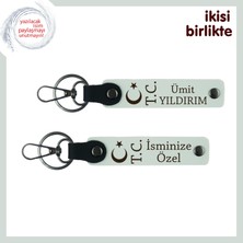 Miawiki Kardeşe Kalıcı Hatıra, Ay Yıldız Tc Yazılı Isim Soyisimli 2’li Anahtarlık Seti Hediye, Beyaz-Beyaz