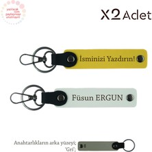 Miawiki Arkadaşa Anlamlı Hediye Jesti, Isim ve Soyadı Yazılabilen 2’li Anahtarlık Takımı, Sarı-Beyaz-Gri