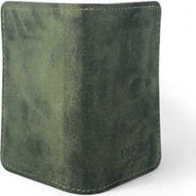 Paftalı Deri El Yapımı Kartlık Cüzdan – Hakiki Deri ve Süet Kombinasyonu – 4 Kart Bölmeli, 8x11 cm