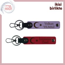 Miawiki Vatan Sevgisini Yansıtan Ay Yıldız Temalı Anahtarlık – Kişiye Özel Armağan Takımı, Mor-Kırmızı