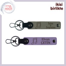 Miawiki Sevgilinle Paylaştığın Playlist’e Anı, Nota Temalı Deri Anahtarlık Takımı, Kül Gri-Mor