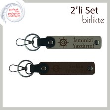 Miawiki Dostluklara Yön Veren Tasarım, Gemi Dümeni Temalı Kişisel Anahtarlık Seti, Kül Gri-Koyu Kahve