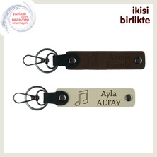 Miawiki Hayatın Tınısını Yansıtan Hediyelik, Kişisel Deri Anahtarlık Takımı, Koyu Kahve-Sütlü Kahve