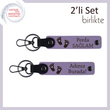 Miawiki Isme Özel Hazırlanmış Kalpli Bebek Ayağı Anahtarlık, Sevimli ve Kalıcı Hatıra, Mor-Lila