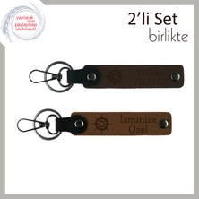 Miawiki Karar Verme Gücünü Temsil Eden Gemi Motifi, Kişisel Anahtarlık Seti, Koyu Kahve-Açık Kahve