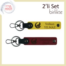 Miawiki Eşine Verilebilecek En Anlamlı Hediye, Bozkurt ve Ayyıldız Temalı– Deri Anahtarlık X2, Sarı-Bordo