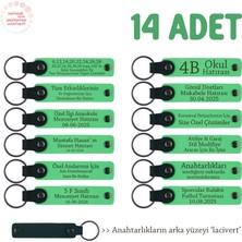 Miawiki Kardeşlerden Anneye Vefa Hediyesi, 14'lü Takım, Kişiye Özel Yazılı Deri Anahtarlık, F Yeşil & Laci