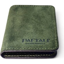 Paftalı Deri El Yapımı Kartlık Cüzdan – Hakiki Deri ve Süet Kombinasyonu – 4 Kart Bölmeli, 8x11 cm