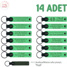 Miawiki Özel Hatıra Olarak Dağıtılacak, 14'lü Set, Üzerine Isim Yazılabilir Deri Anahtarlık, F Yeşil & Yeşil
