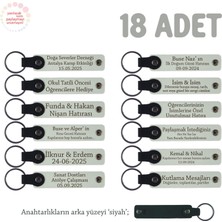 Miawiki Öğrencilerin Birlikte Paylaşabileceği, 18'li Anahtarlık Set, Isme Özel Hatıra, Beyaz & Siyah