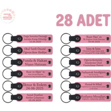 Miawiki Pembe, Plates Grubu Için Üzerine Isim Yazılabilen Hediye Anahtarlık 28’li Set, Tüm Ekip Için Üretim