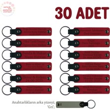 Miawiki Gelişim Atölyesi Katılımcılarına Hediye, 30'lu Set, Kişiye Özel Yazılı Anahtarlık, Kırmızı & Gri