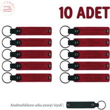 Miawiki Yaratıcılık Atölyesi Mezunlarına Özel, 10'lu Set, Isim Yazılı Deri Anahtarlık, Kırmızı & Siyah