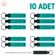 Miawiki Yaratıcılık Atölyesi Mezunlarına Özel, 10'lu Set, Isim Yazılı Deri Anahtarlık, Koyu Turkuaz & Siyah