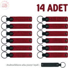 Miawiki Eğitim Platformu Katılımcılarına, 14'lü Set, Isimli Deri Anahtarlık Hediyesi, Kırmızı & Siyah