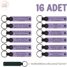Miawiki Çok Özel Hediye Arayanlara, 16'lı Set, Isim Yazılabilir Deri Hatıra Anahtarlık, Mor & Lacivert