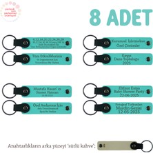 Miawiki Yüzme Kursu Mezuniyet Hediyesi, Üzerine Isim Yazılabilen 8'li Set Anahtarlık, Turkuaz & Sütlü Kahve