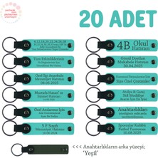 Miawiki Özel Kutlamalarınız Için Anı, 20'li Set, Kişiye Özel Isim Yazılı Deri Anahtarlık, Turkuaz & Yeşil