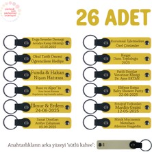 Miawiki Sarı & Sütlü Kahve, Outdoor Etkinlik Hediyesi, 26’lı Set, Kişiselleştirilebilir Deri Anahtarlık