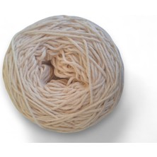 Ece Örgü Tasarım Atölyesi Krem Rengi , Çok Katlı, Bükümlü, Bambu Koton El Örgü İpi (200 Gr.)