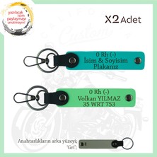 Miawiki Motosiklet Maceracılarına, Isim Plaka ve 0 - Kan Grubu Yazılı 2'li Anahtarlık, K Turkuaz-F Yeşil-Gr