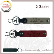 Miawiki Hız Tutkunlarına, Isim Plaka ve 0 Rh (-) Kan Grubu X2 Anahtarlık Seti Armağanı, Kül Gri-Bordo-Laci