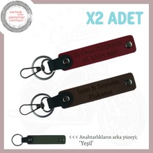Miawiki Modern ve Dayanıklı Deri Anahtarlık – Kişiye Özel Plaka & Isimli Ikili Set, Koyu Kahve-Bordo-Ysl